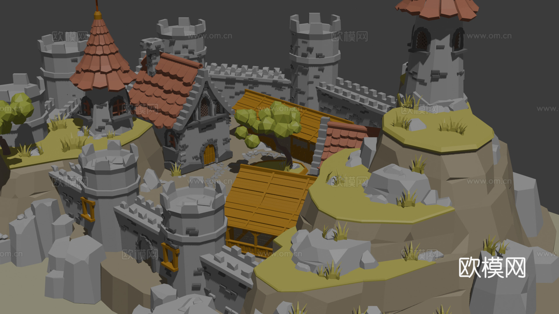 卡通城堡 低模城堡 游戏城堡 游戏场景 卡通场景3d模型