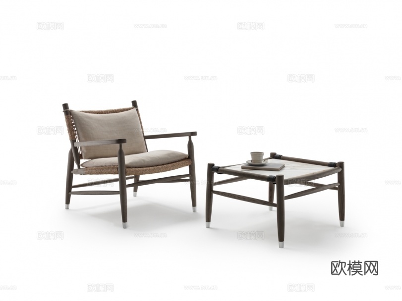 flexform 原木风休闲椅3d模型下载（渲染图7）