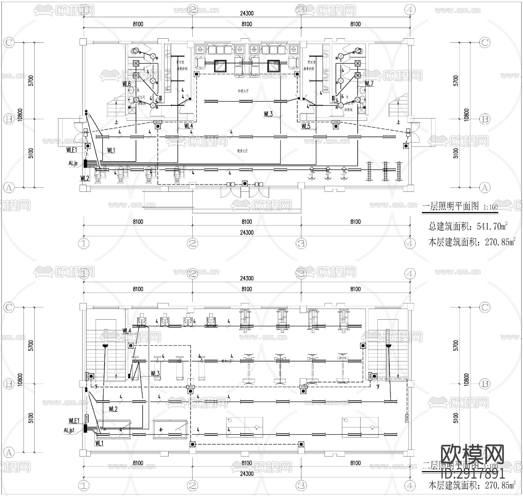 健身房cad施工图下载（渲染图10）