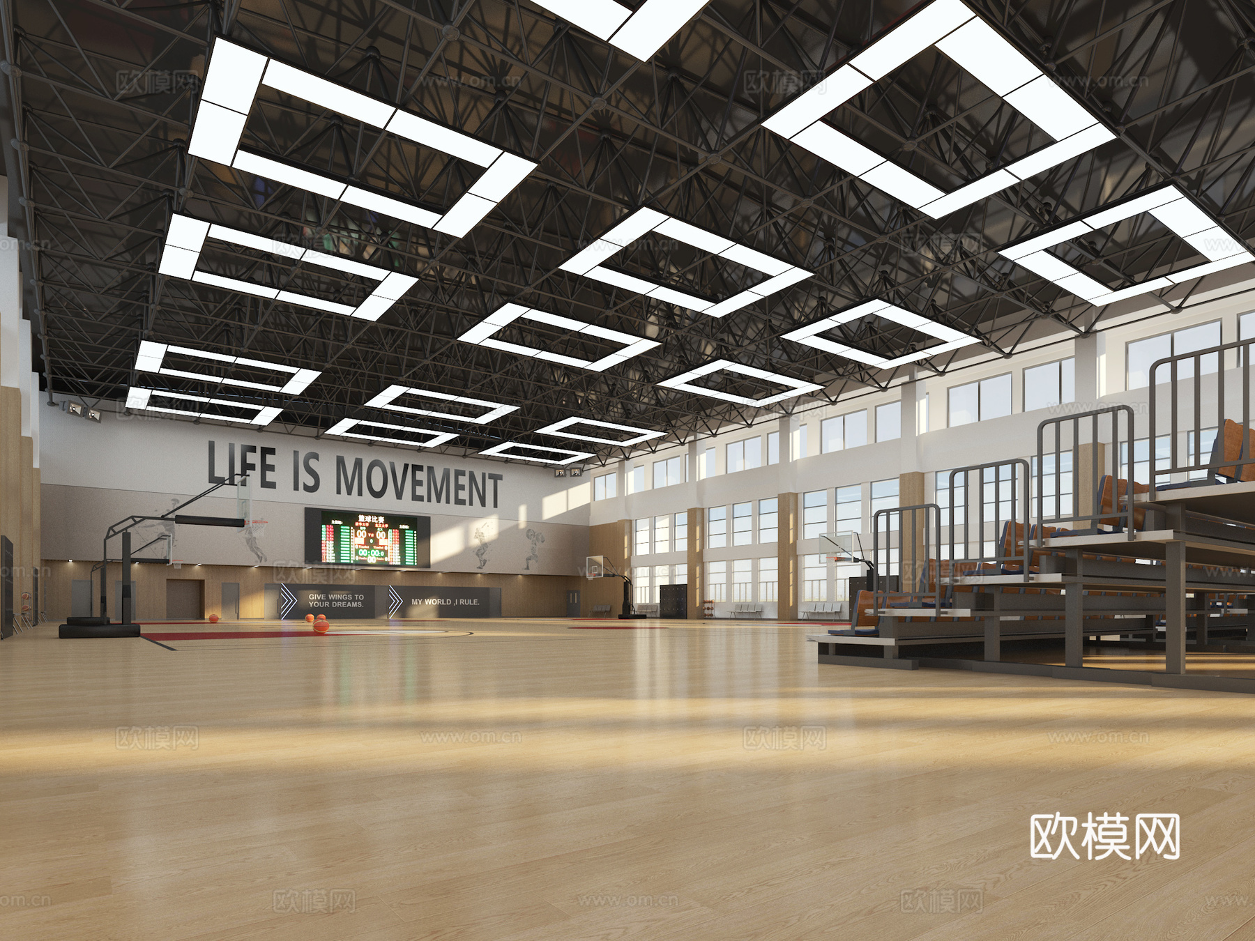现代学校体育馆3d模型