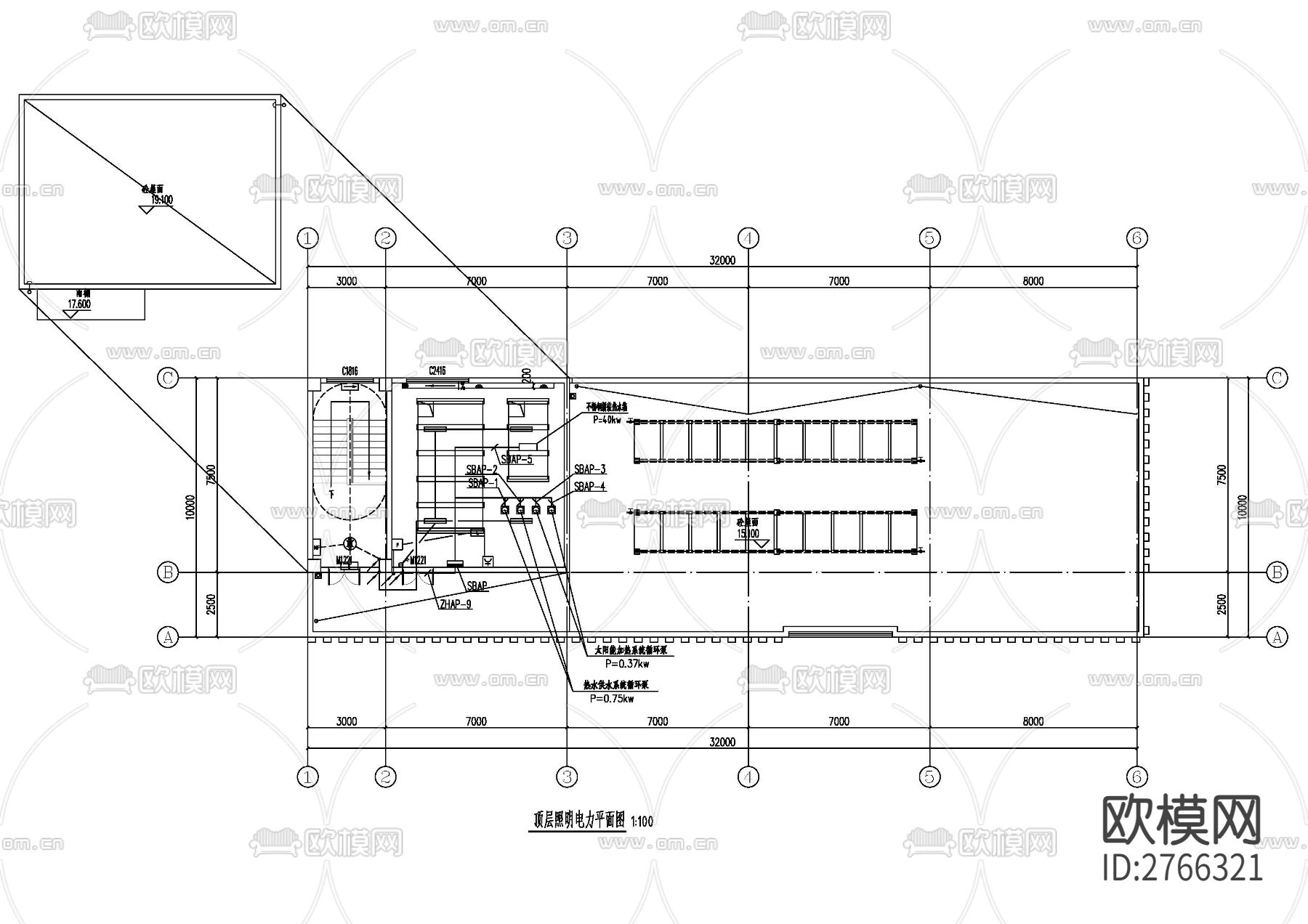 办公楼全套cad施工图下载（渲染图10）
