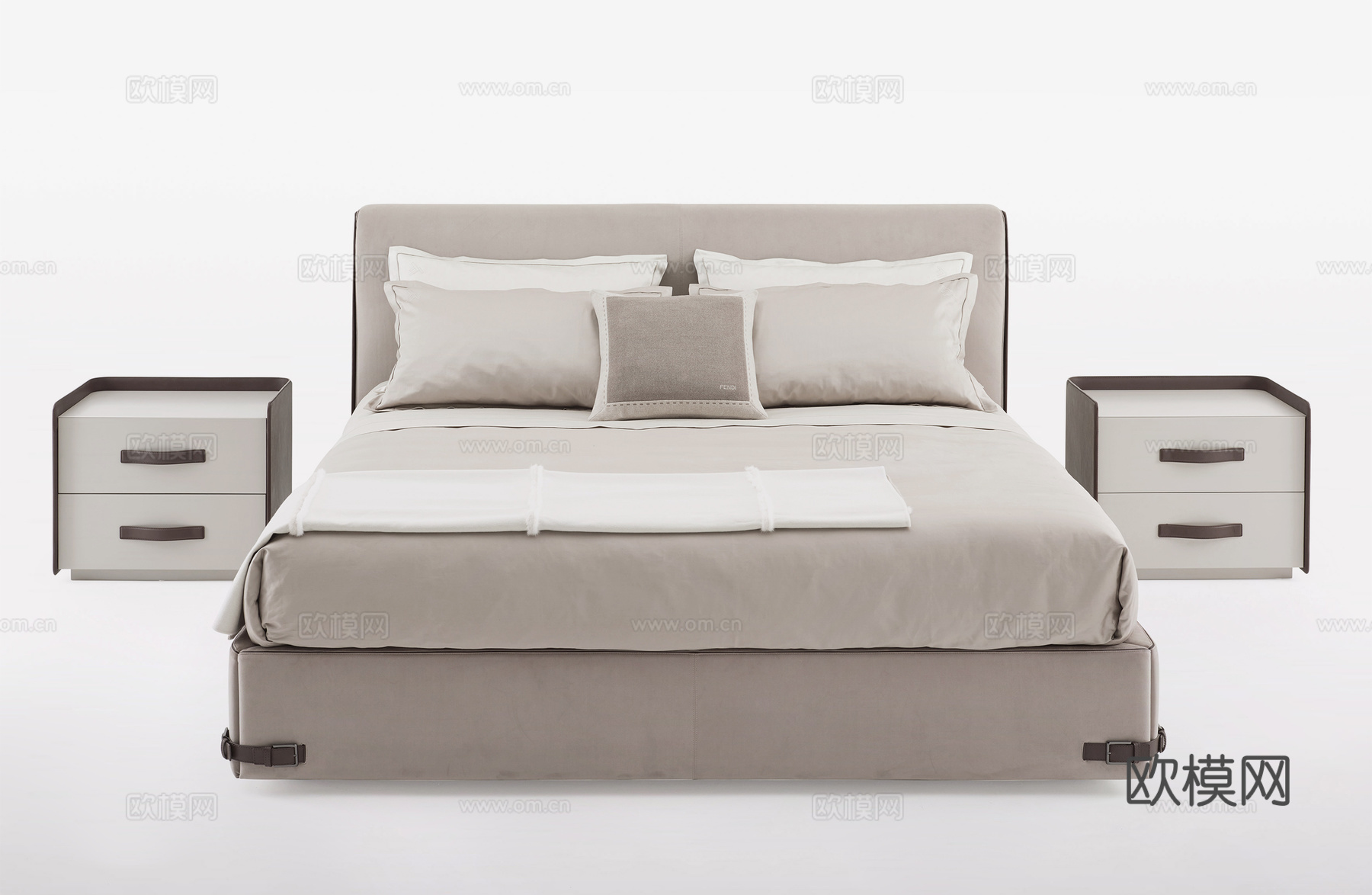 FENDI 双人床3d模型下载（渲染图2）