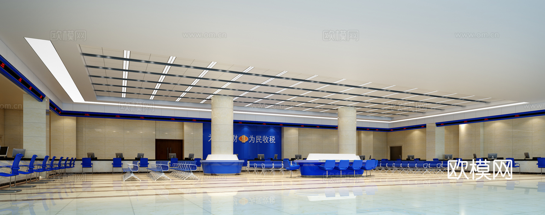 现代大厅 办事大厅 服务大厅 综合办事大厅 税务大厅3d模型