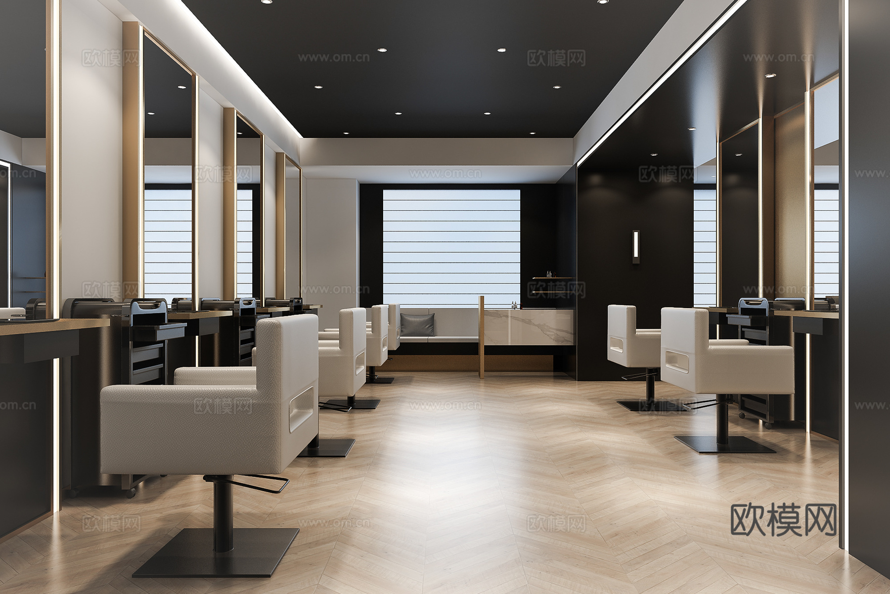 现代轻奢理发店3d模型