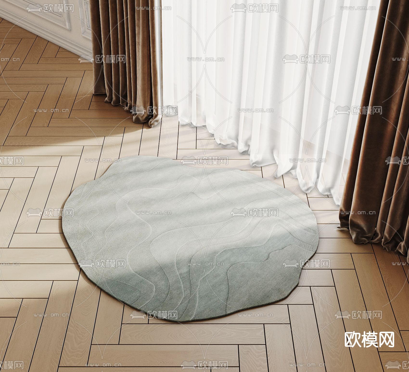 几何地毯 异形地毯3d模型