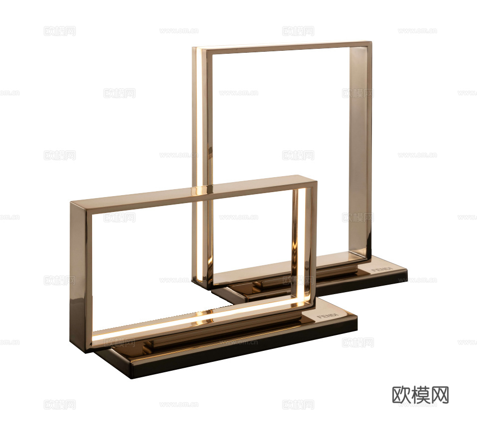 FENDI 意式方框台灯3d模型下载（渲染图2）