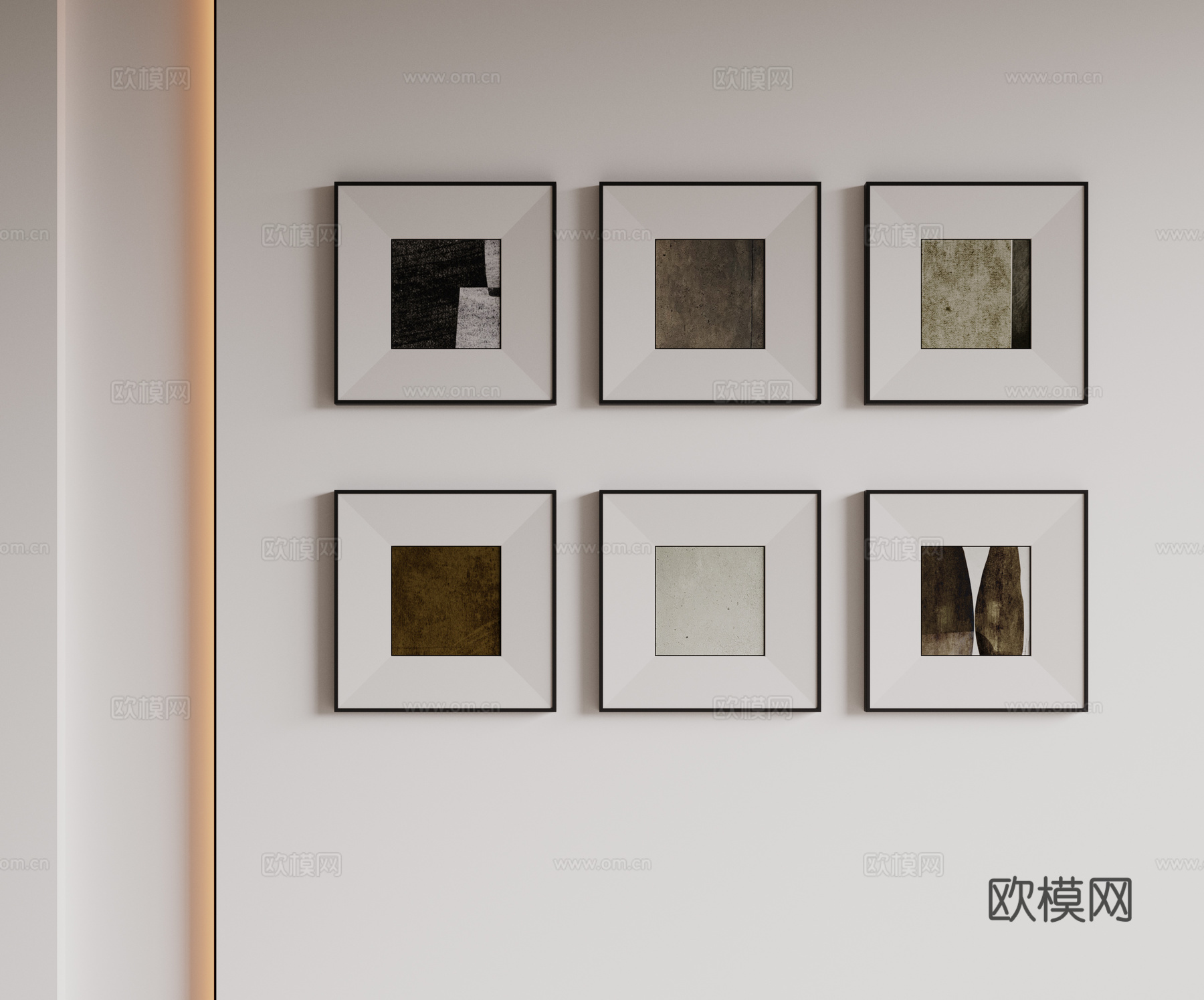 现代极简装饰画 侘寂中古风挂画 奶油风装饰画 意式挂画 黑白su模型