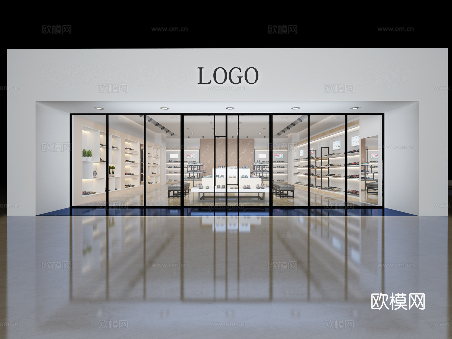 现代轻奢鞋包专卖店3d模型