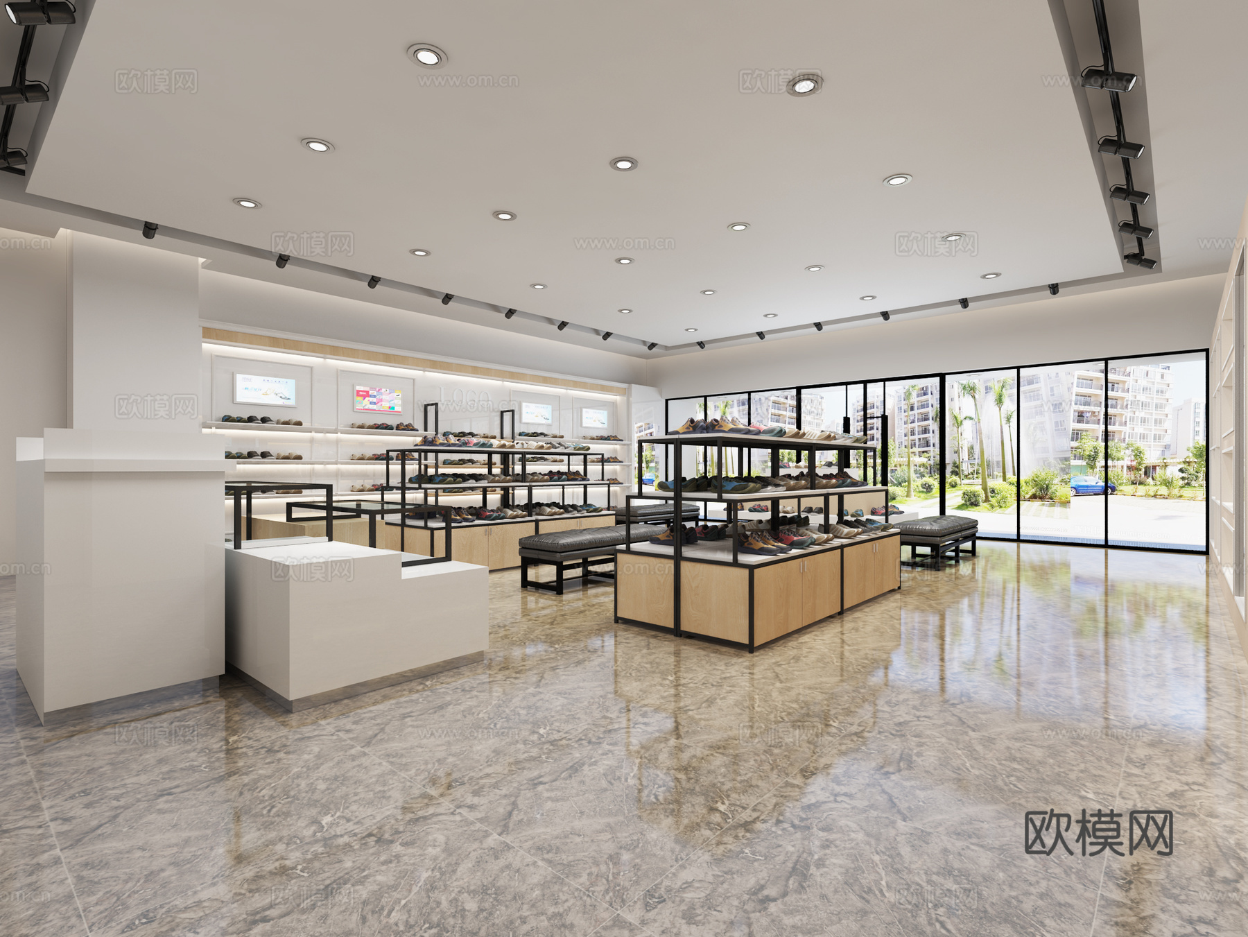 现代轻奢鞋包专卖店3d模型