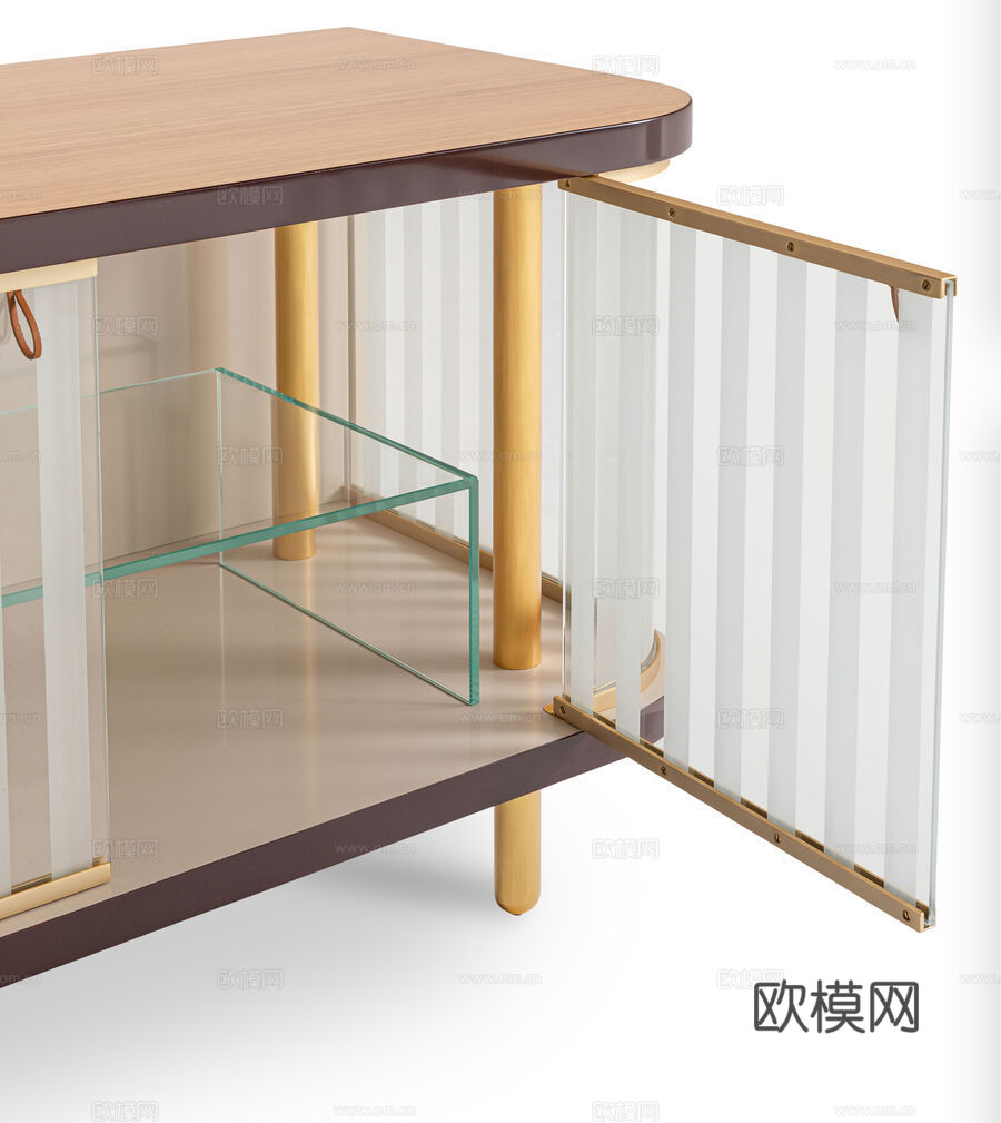 FENDI 轻奢电视柜3d模型下载（渲染图2）