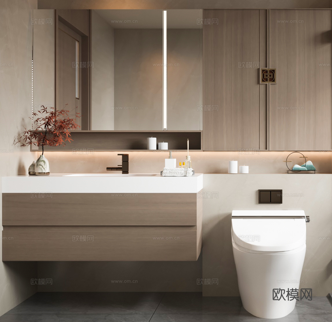 新中式卫浴柜3d模型下载