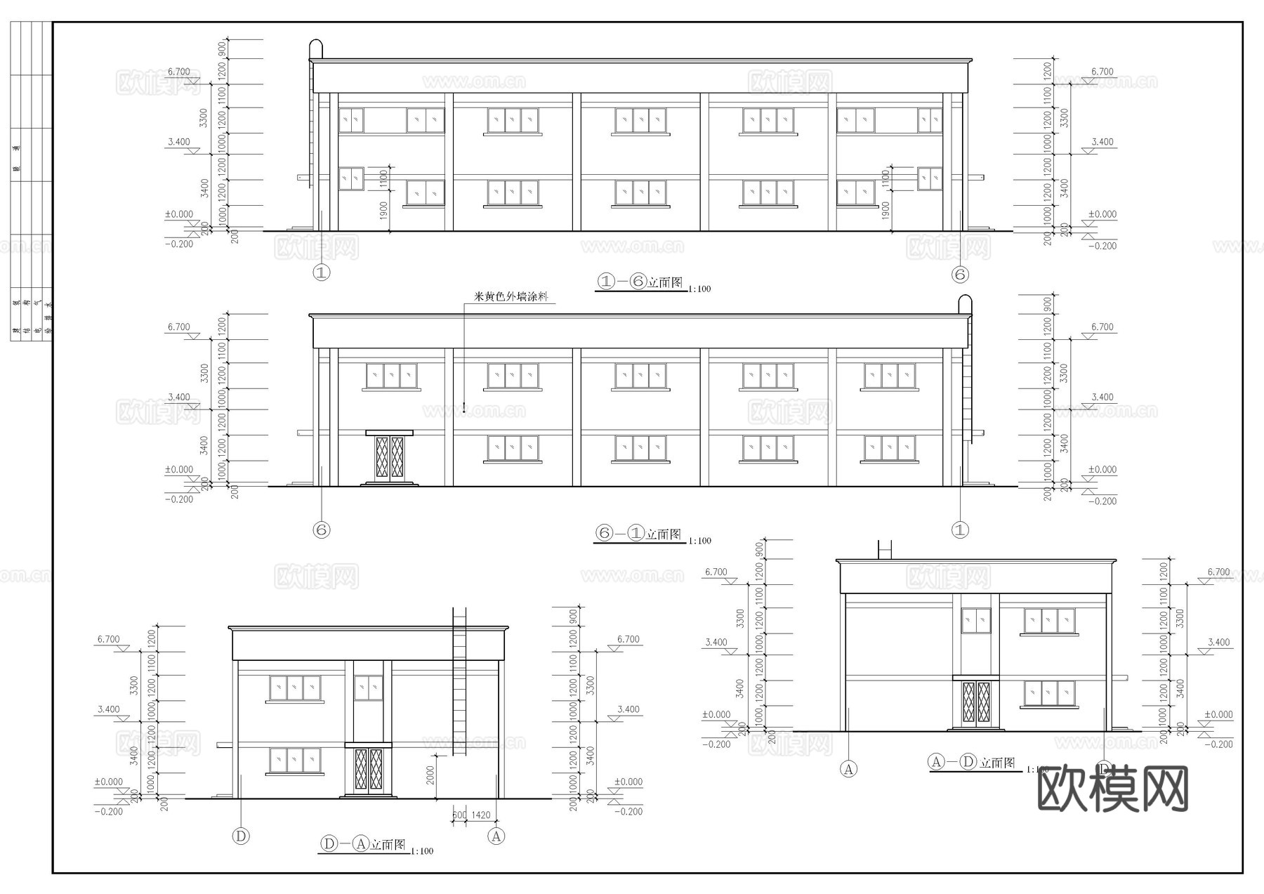精密仪表厂房建施图cad施工图