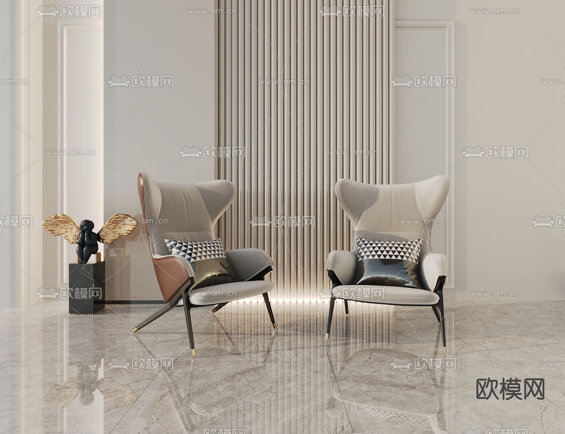 法式休闲椅3d模型下载