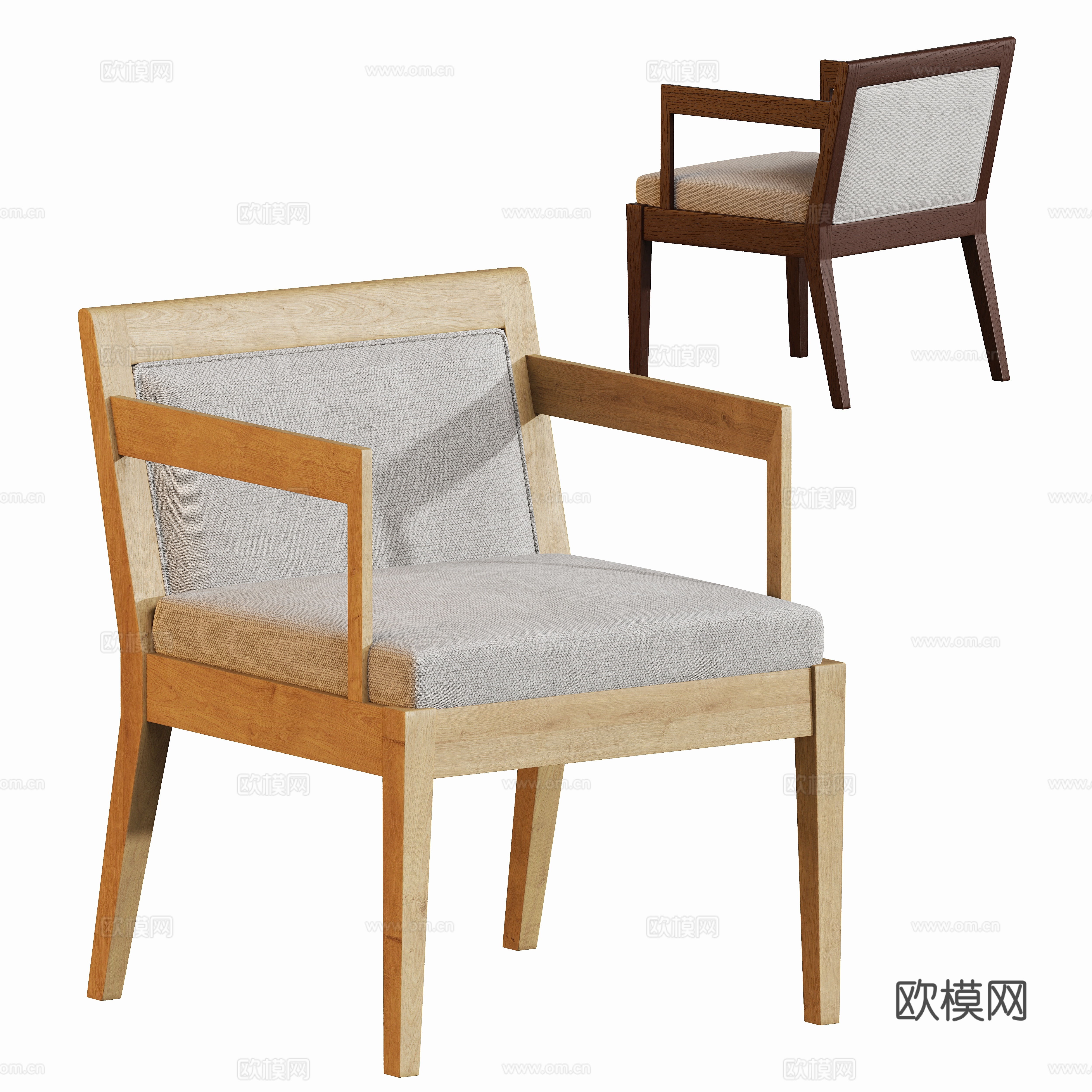 现代原木餐椅su模型