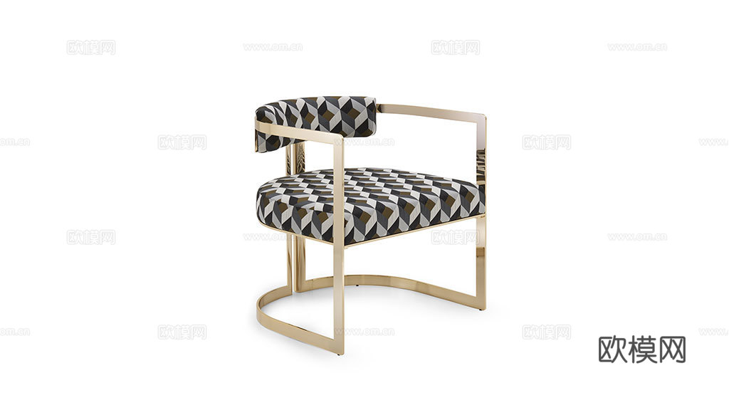 FENDI 轻奢餐椅3d模型下载（渲染图2）