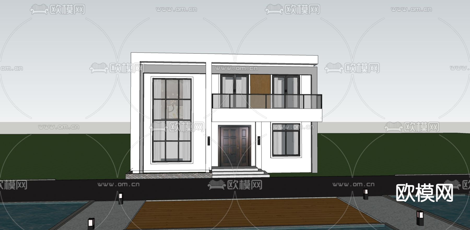 现代别墅外观su模型下载（渲染图1）