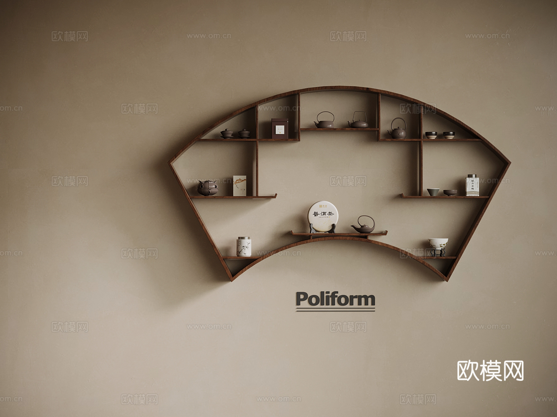 新中式茶叶柜 置物架3d模型