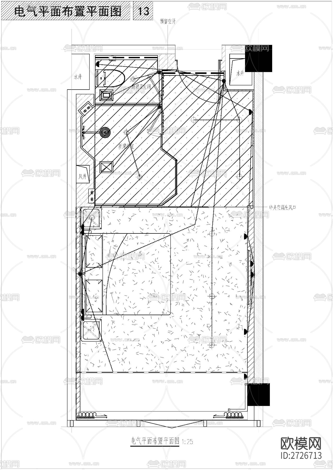 酒店标间cad施工图下载（渲染图5）
