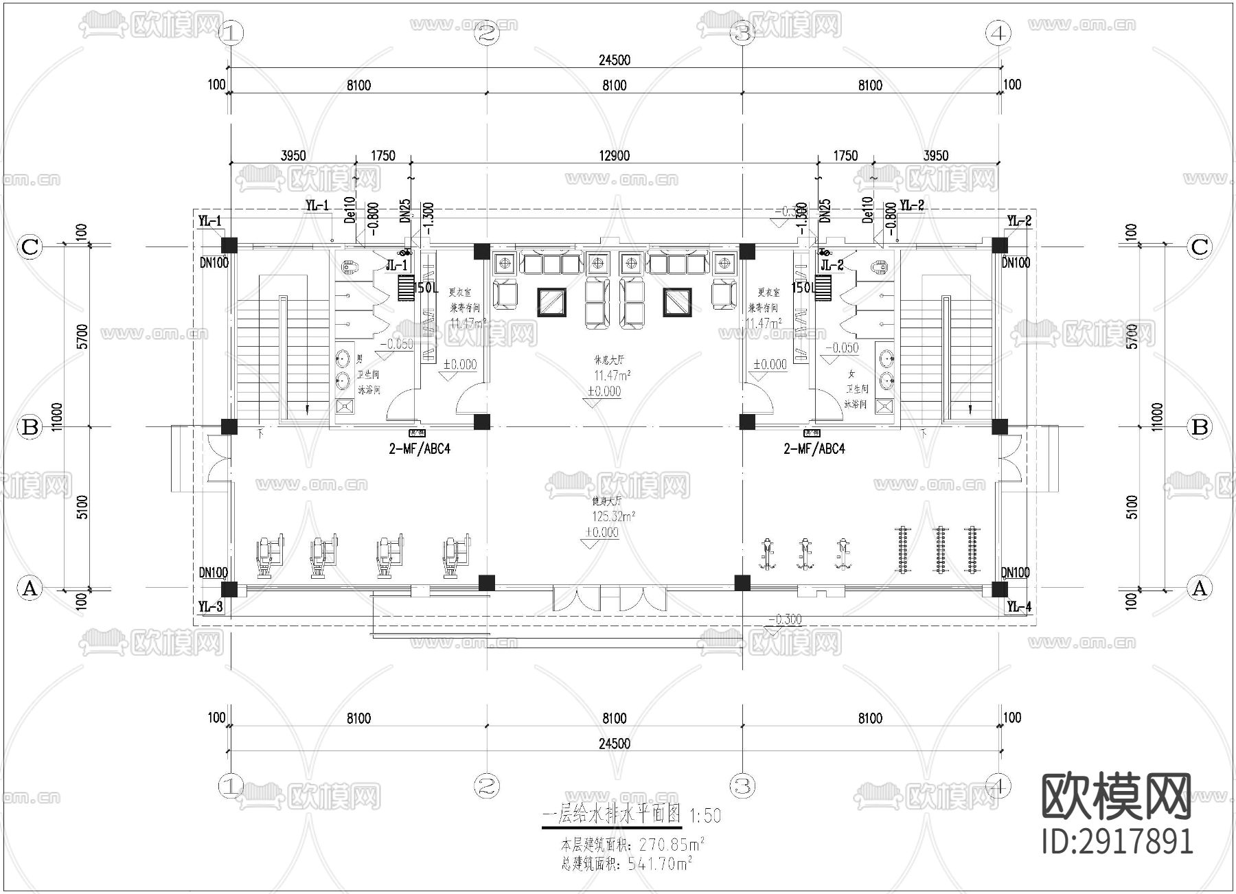 健身房cad施工图下载（渲染图7）