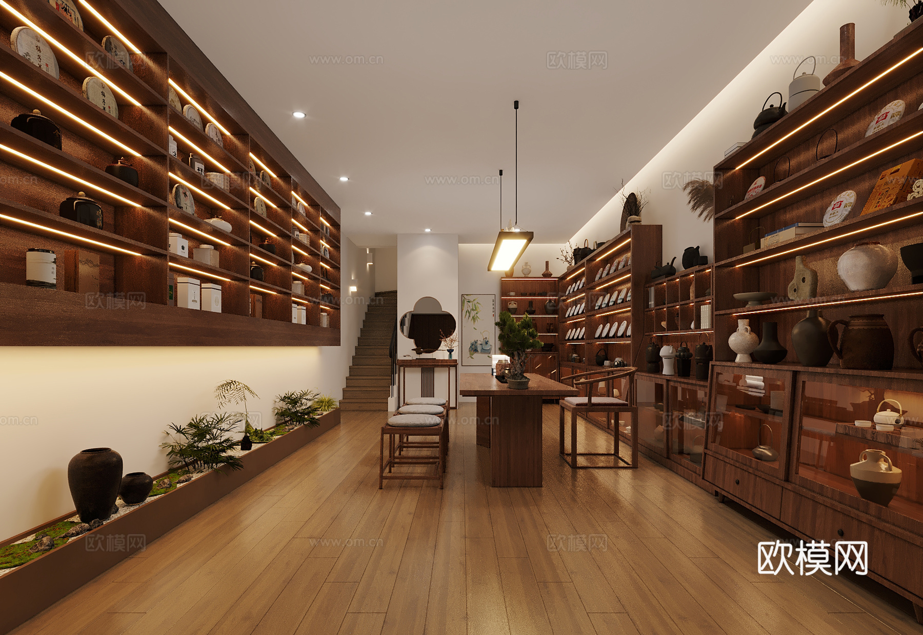 新中式陶瓷店茶具店3d模型