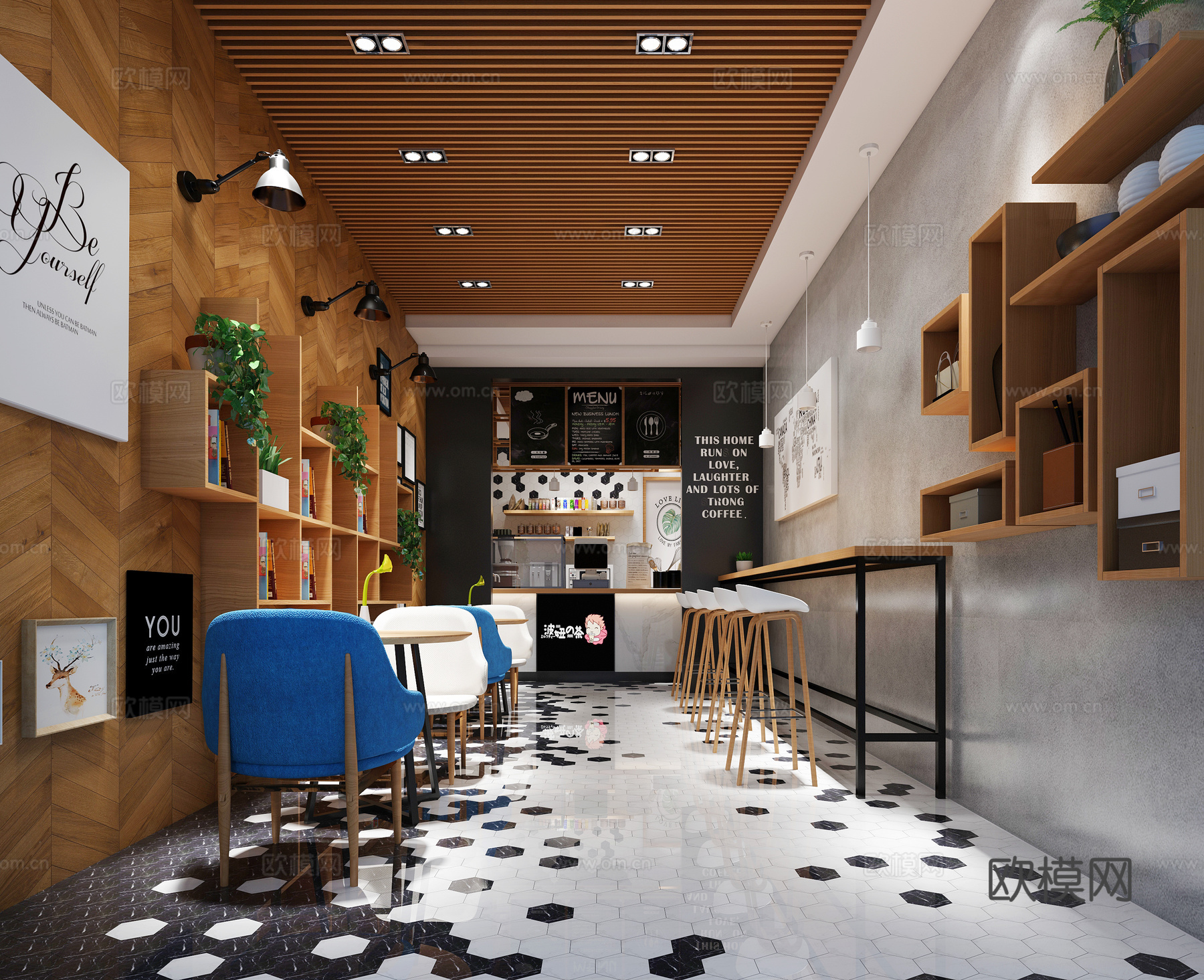 北欧风格奶茶店3d模型