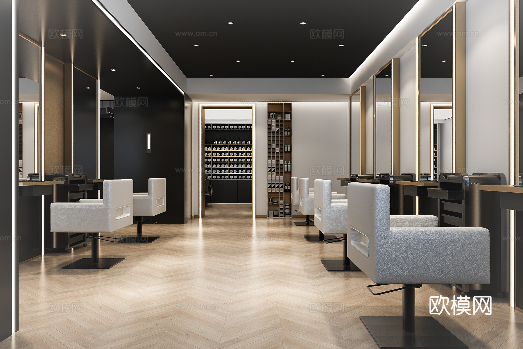 现代轻奢理发店3d模型