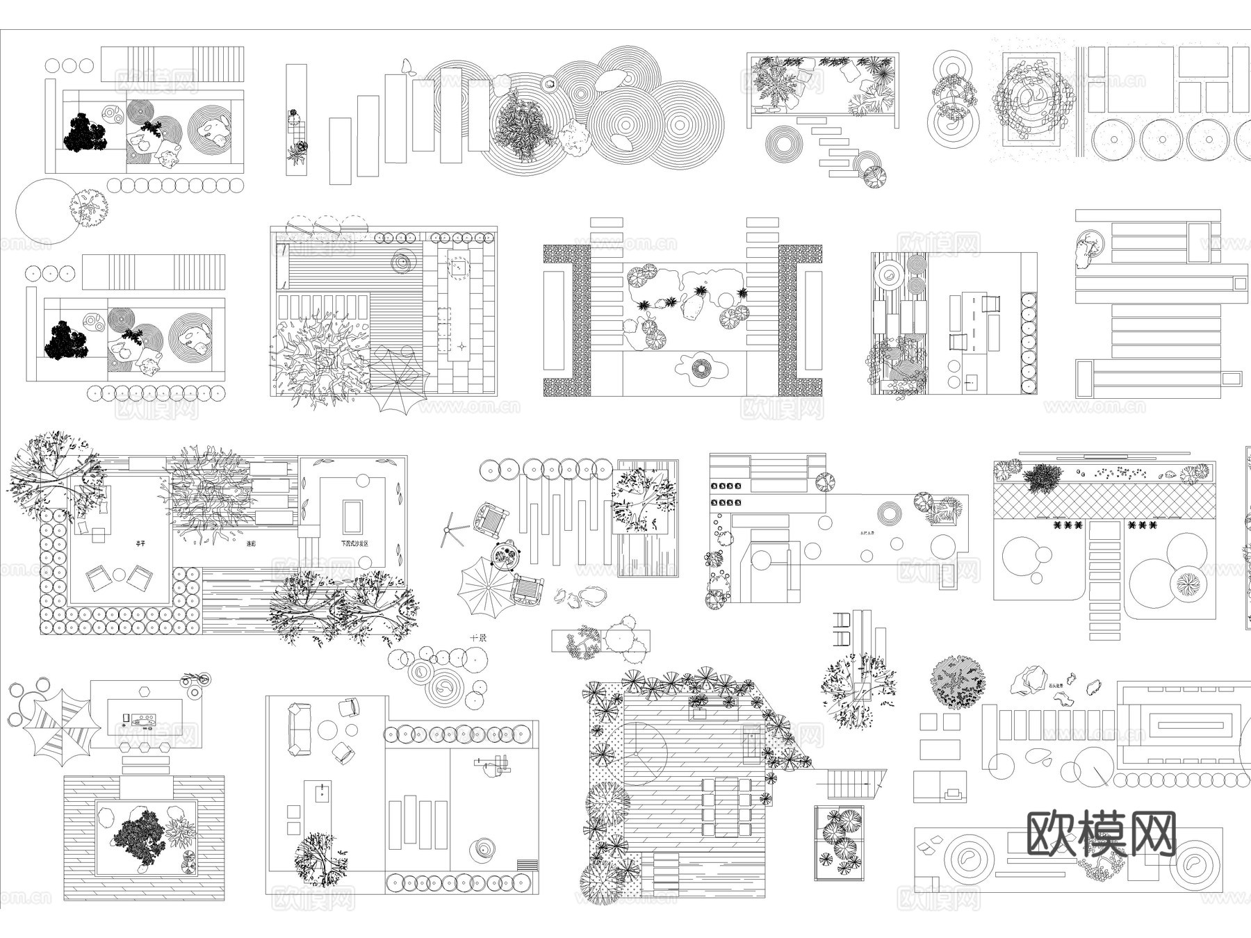 2025年最新别墅庭院花园景观造景图块CAD图库cad施工图
