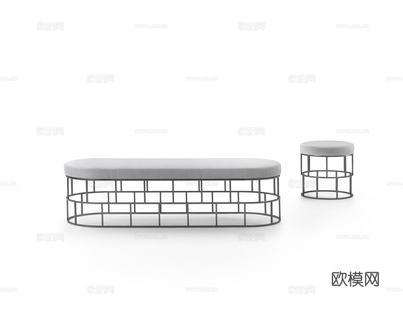 flexform 意式床尾凳3d模型下载（渲染图1）