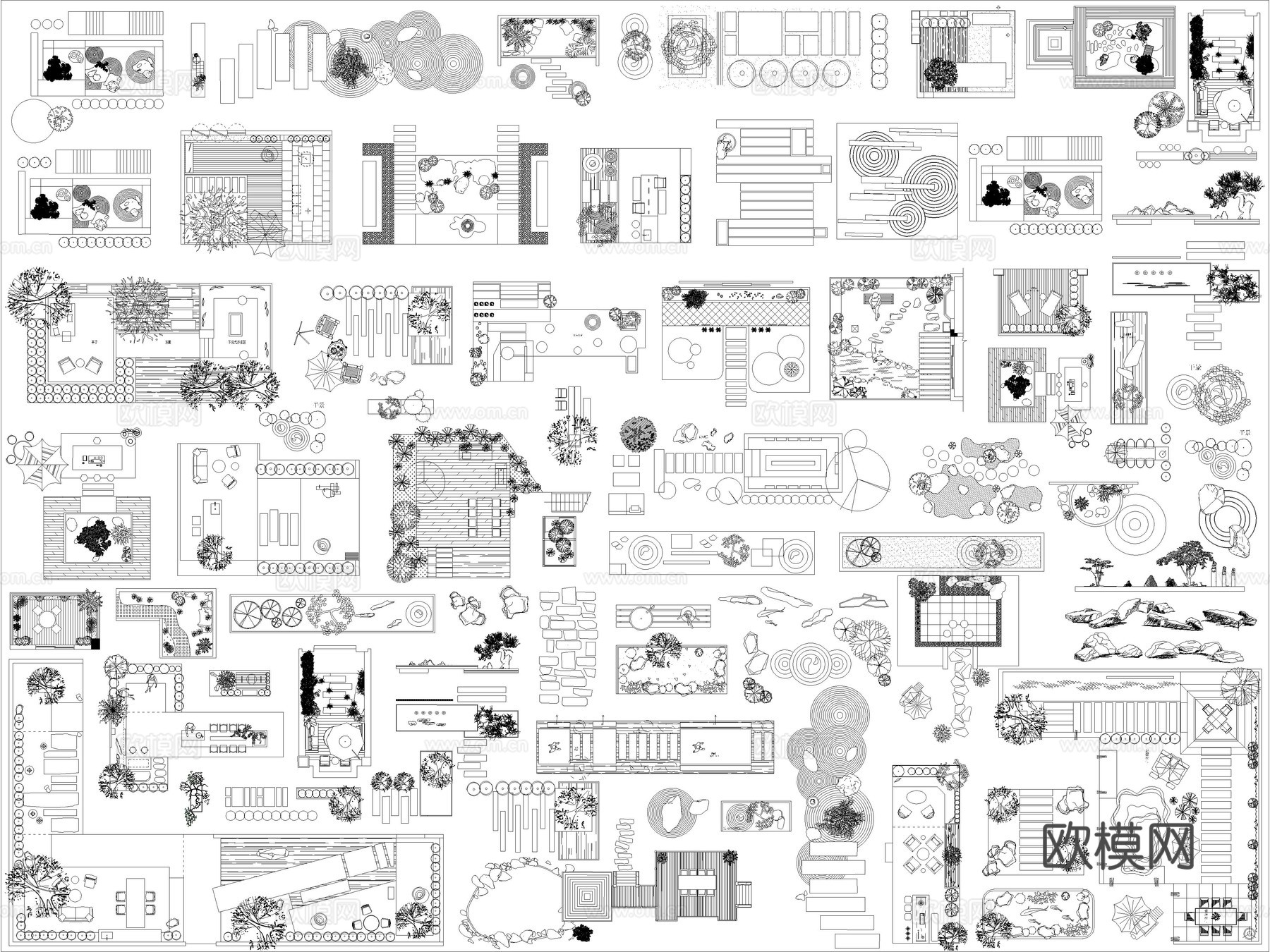 2025年最新别墅庭院花园景观造景图块CAD图库cad施工图