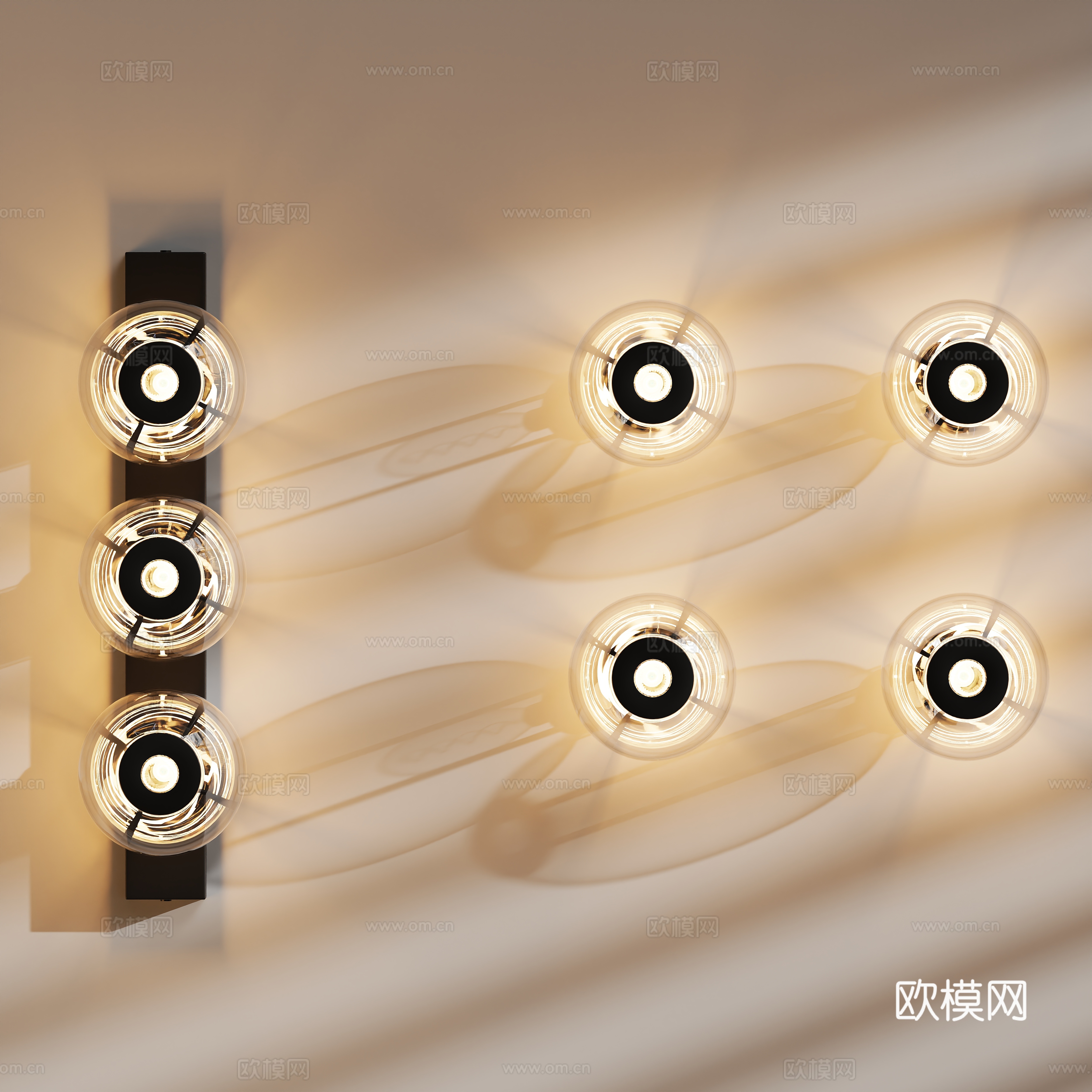 现代玻璃壁灯su模型