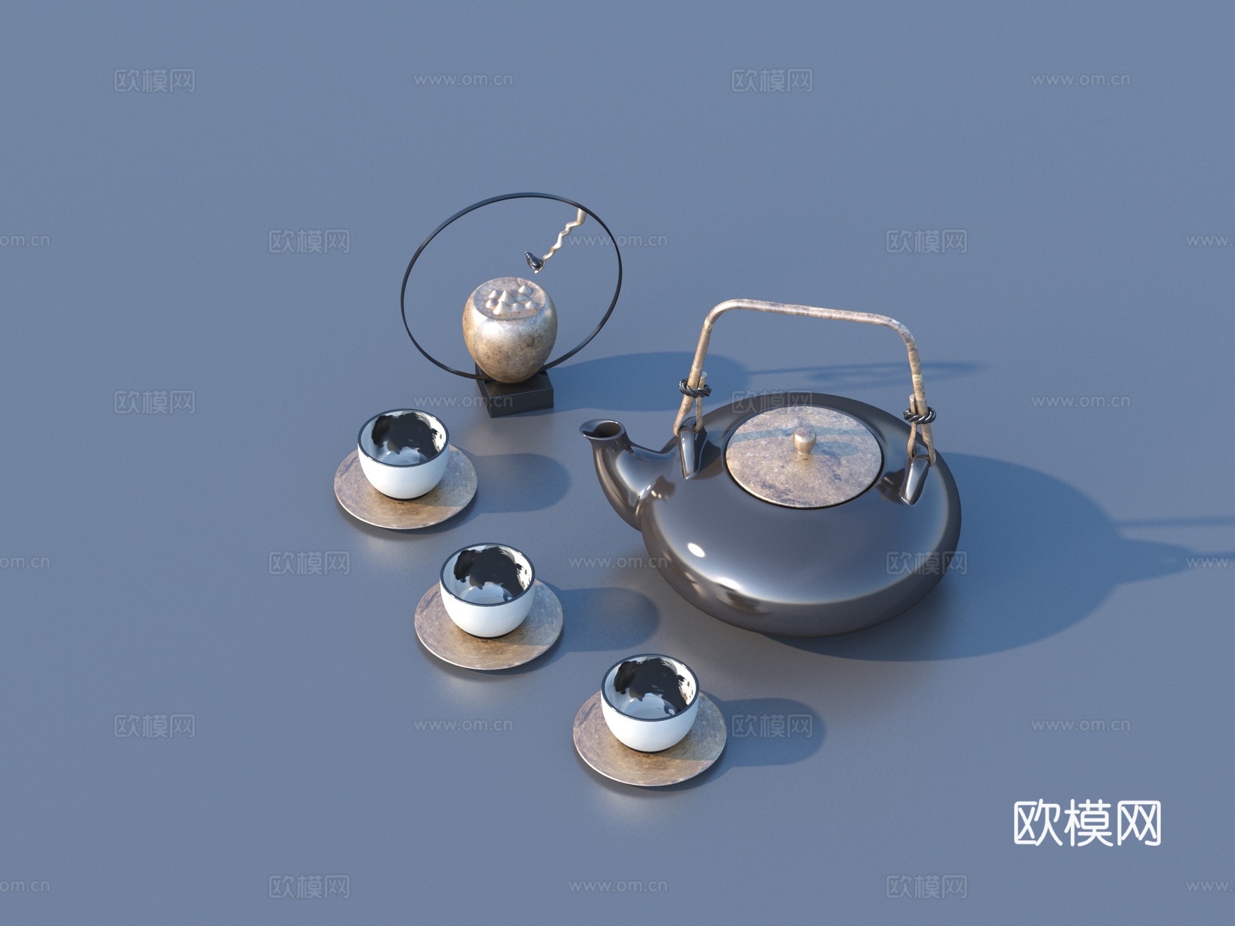 茶具 茶杯 茶壶 茶水3d模型
