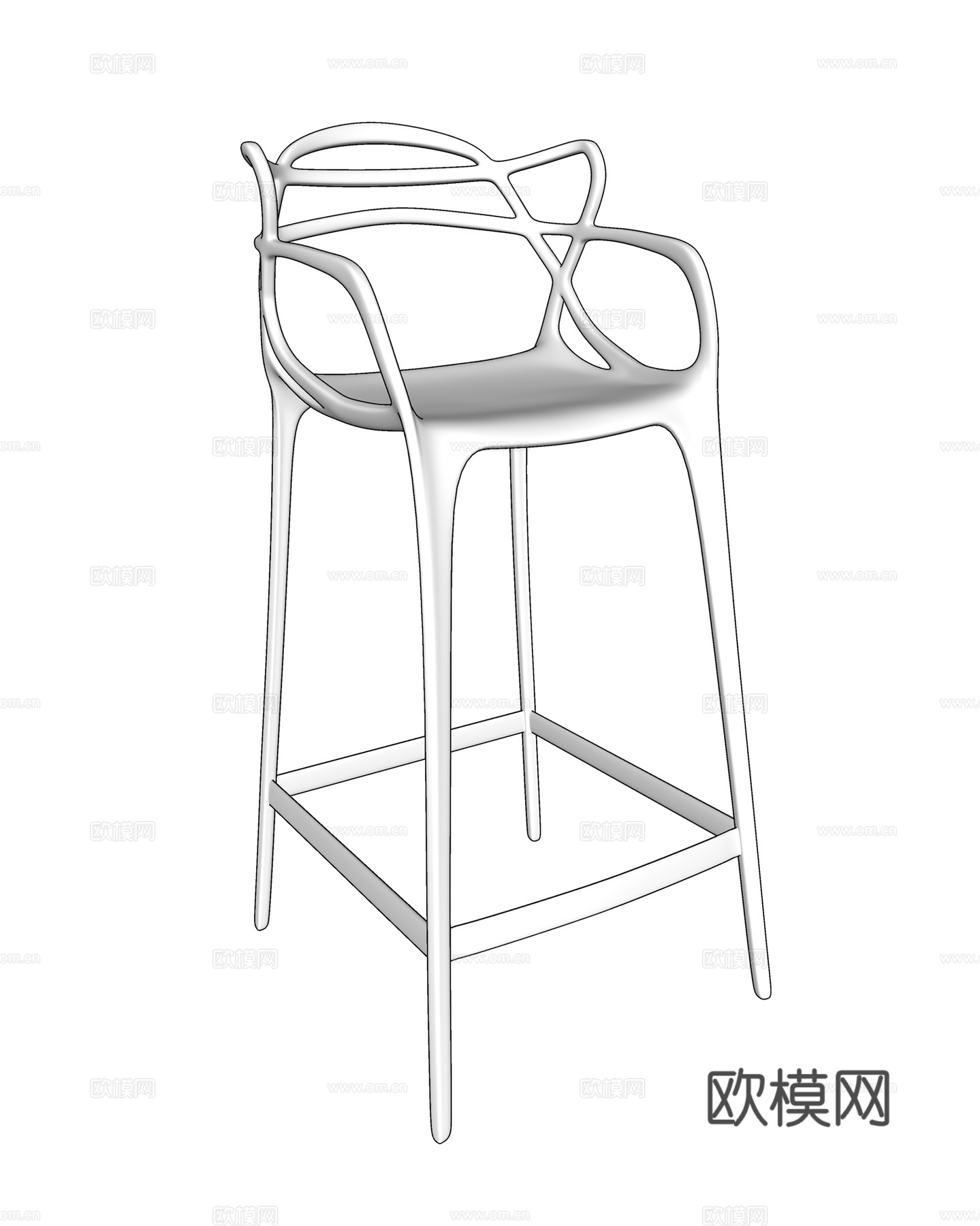 现代极简吧椅 塑料吧椅  酒吧吧台椅su模型