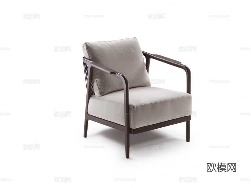 flexform 原木风单人沙发3d模型下载（渲染图1）