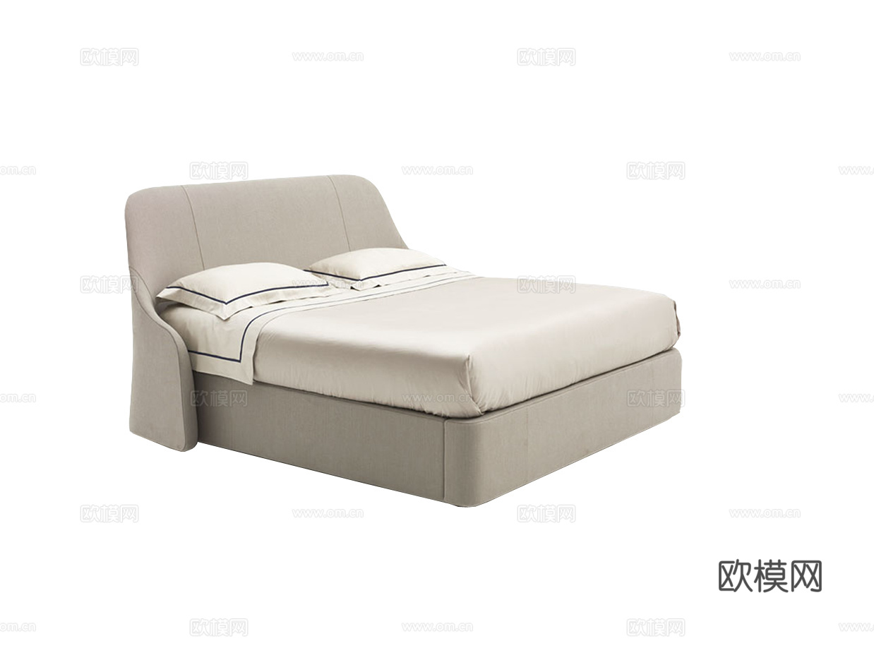 FENDI 意式双人床3d模型下载（渲染图1）