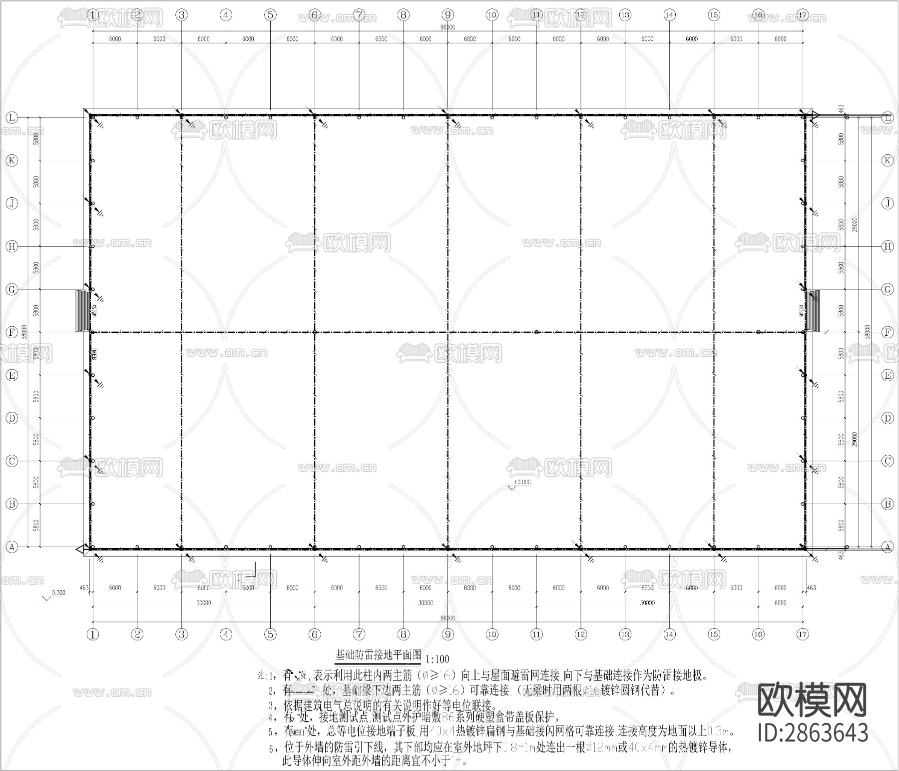 网架结构CAD施工图（建筑、结构、水电）下载（渲染图7）