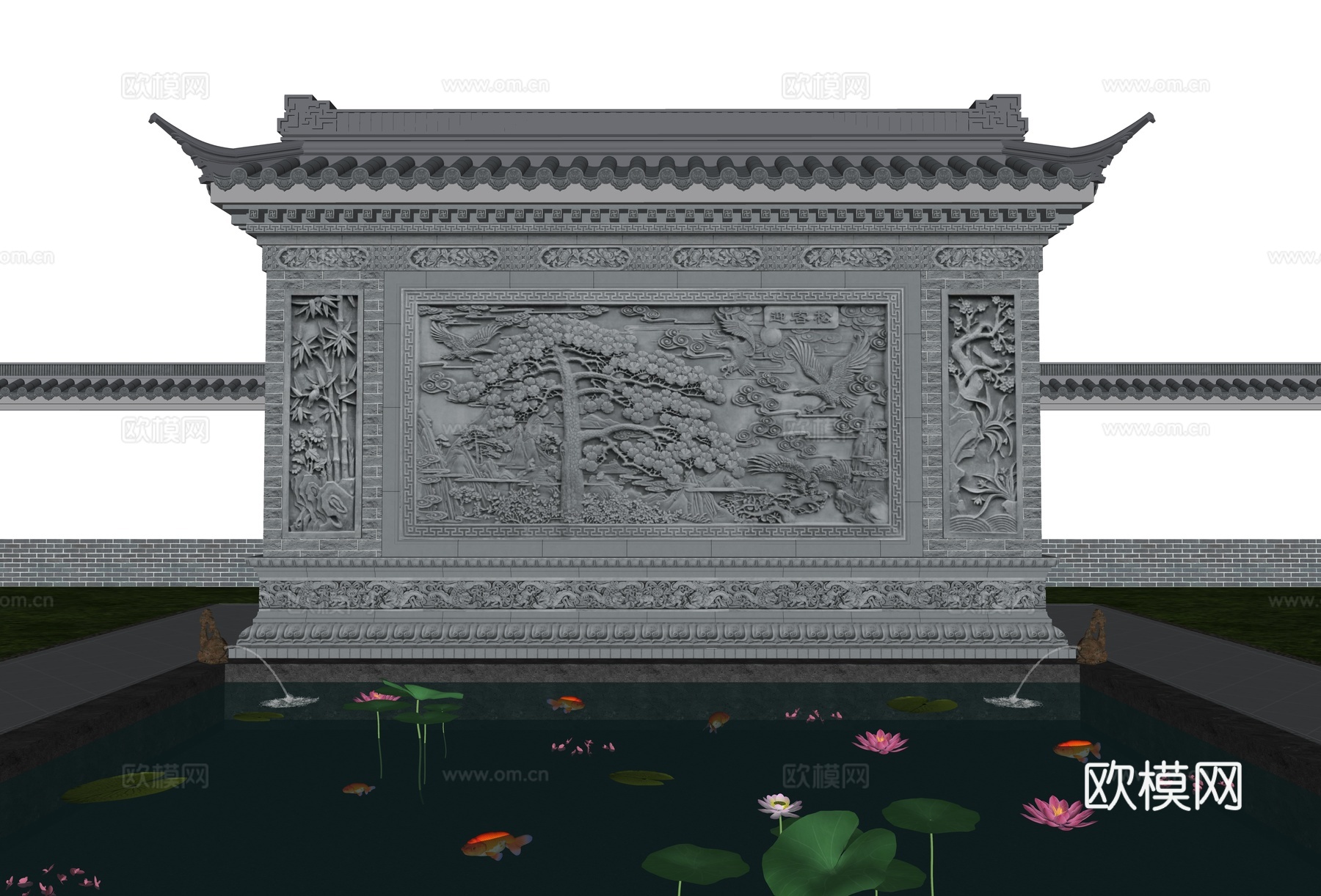 影壁 照壁 景墙su模型