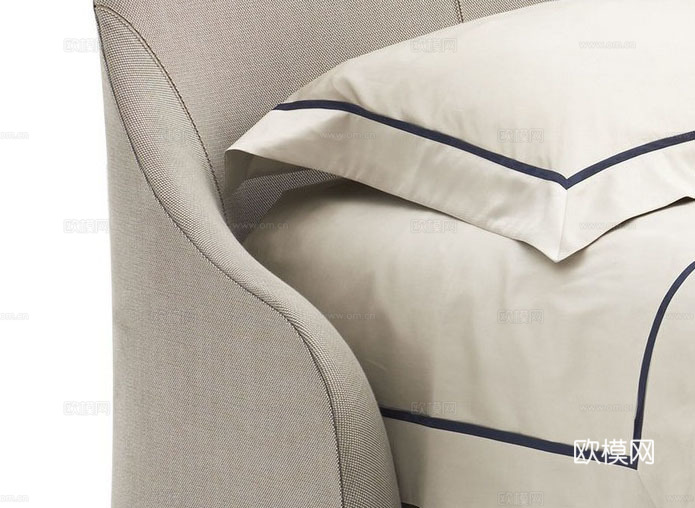 FENDI 意式双人床3d模型下载（渲染图2）