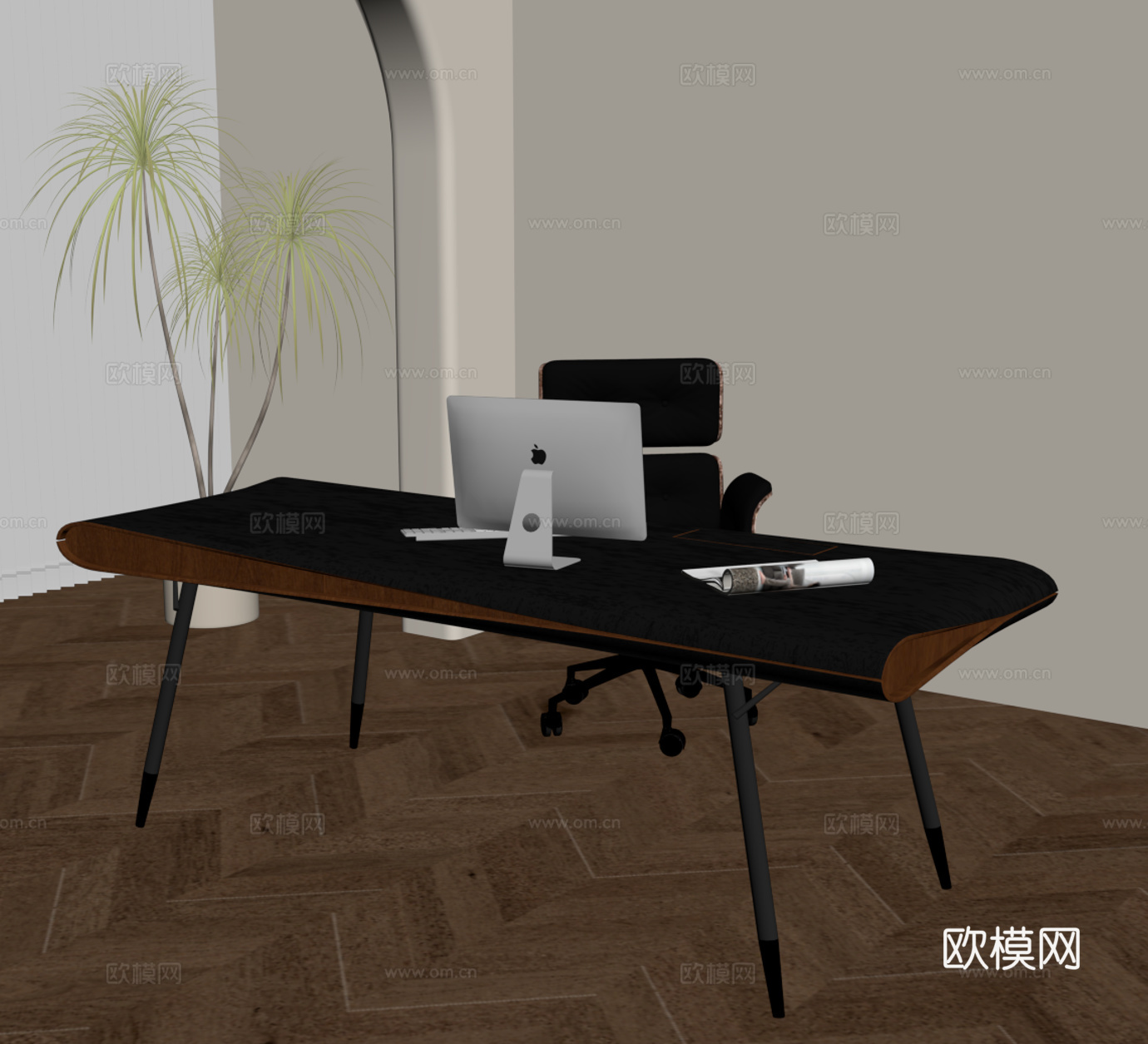中古风书桌椅su模型