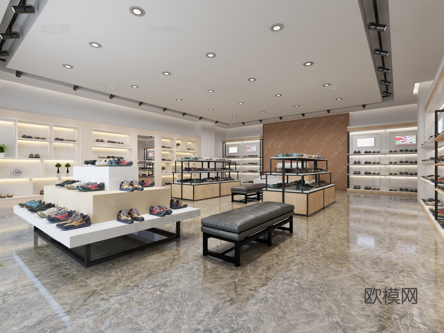 现代轻奢鞋包专卖店3d模型