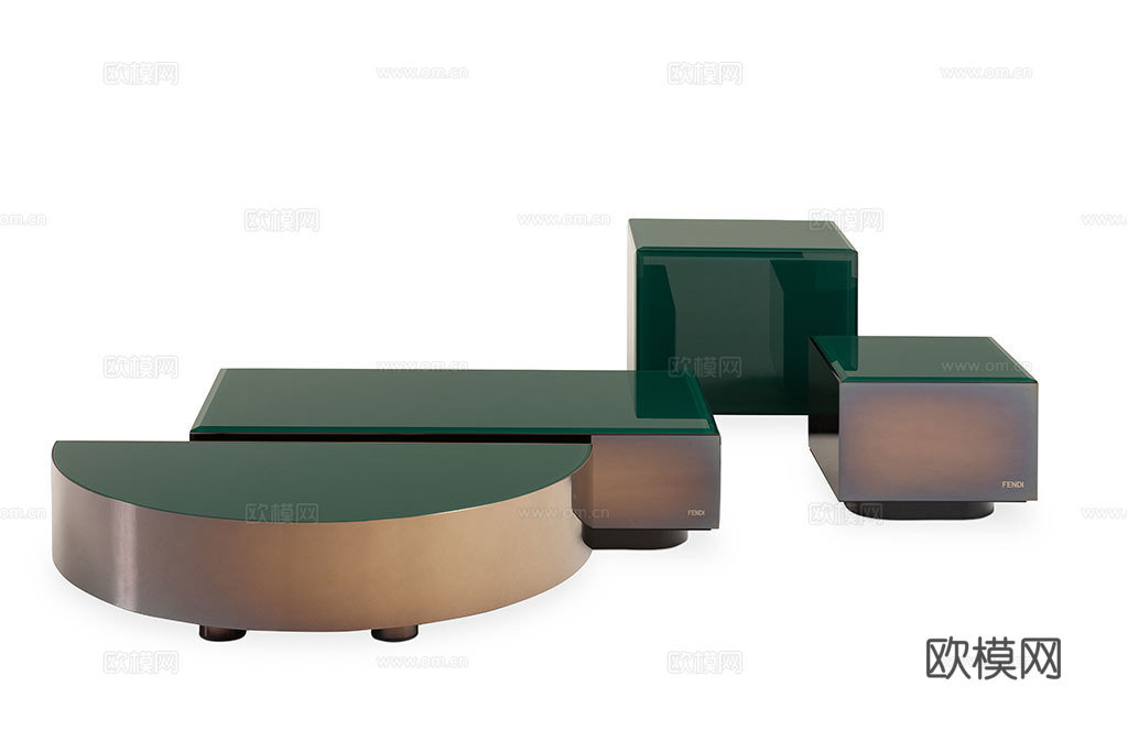 FENDI 意式组合茶几3d模型下载（渲染图3）