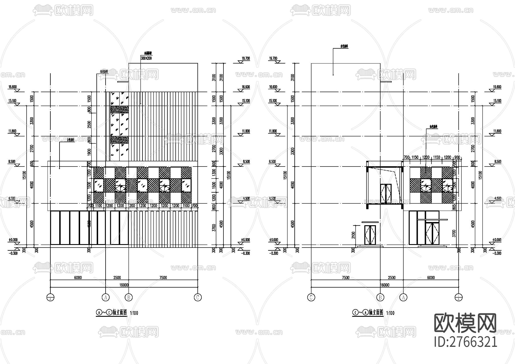 办公楼全套cad施工图下载（渲染图6）