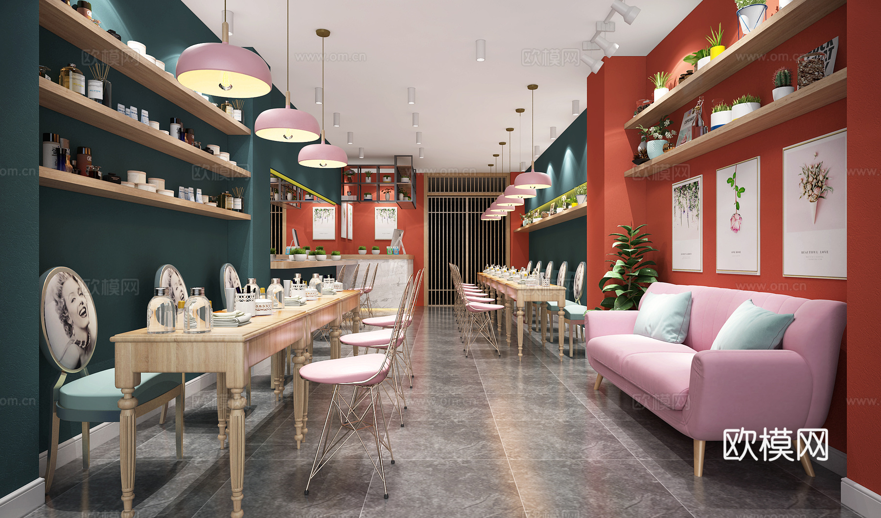 现代北欧美甲店3d模型
