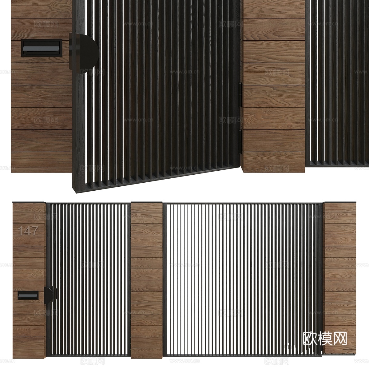 带围栏的入口门 (门)3d模型