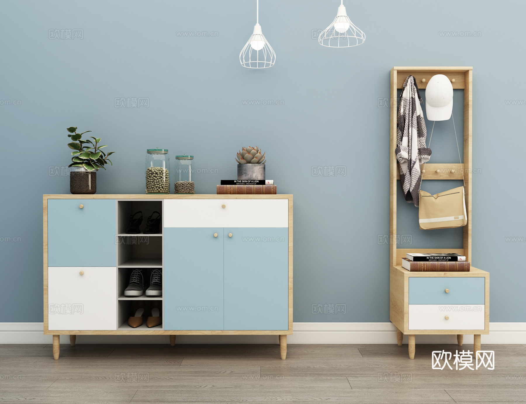 北欧鞋柜3d模型下载