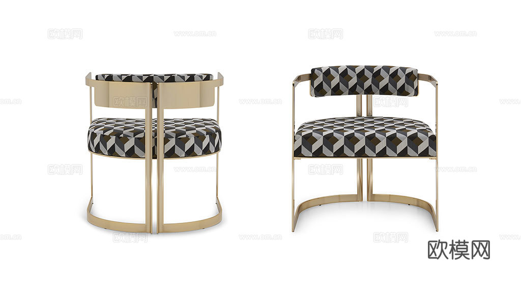 FENDI 轻奢餐椅3d模型下载（渲染图1）