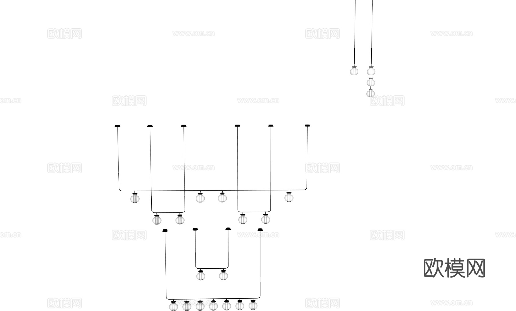 现代玻璃吊灯组合su模型