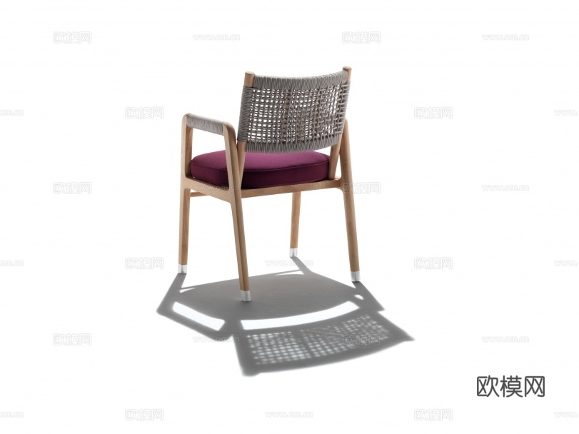 flexform 原木风扶手餐椅3d模型下载（渲染图2）