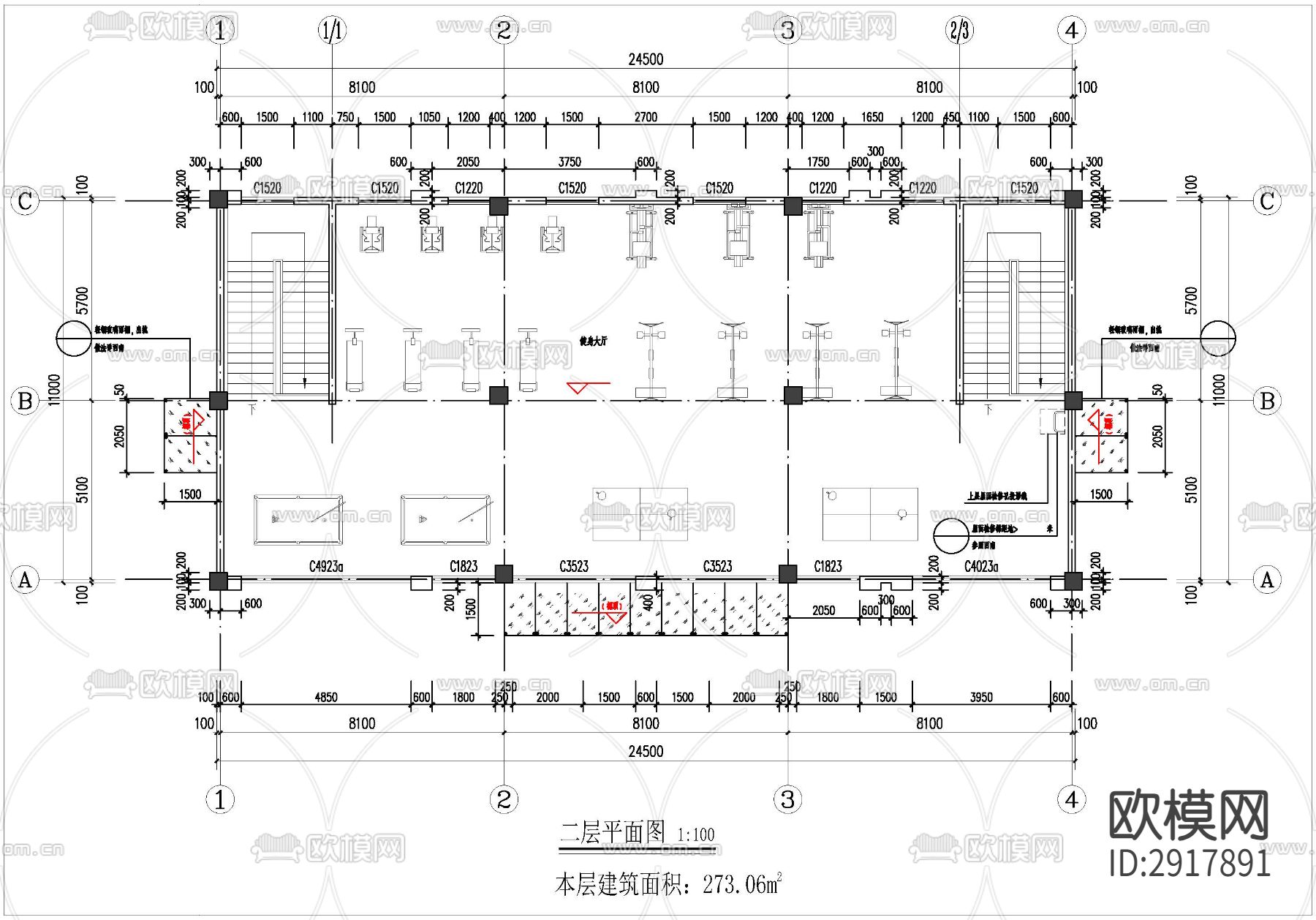 健身房cad施工图下载（渲染图2）