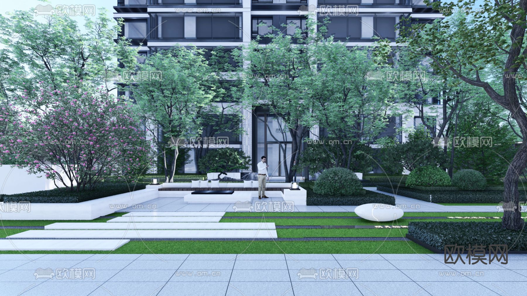 现代居住区景观su模型