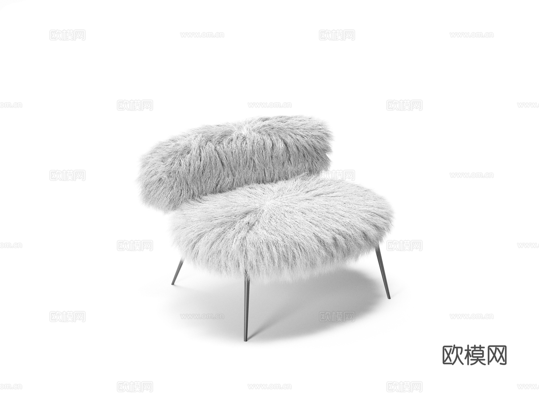 baxter 意式毛绒椅3d模型下载
